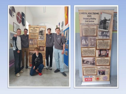 Kluci z 9. C vytvořili výstavní panel k projektu Z místa, kde žijeme 2025